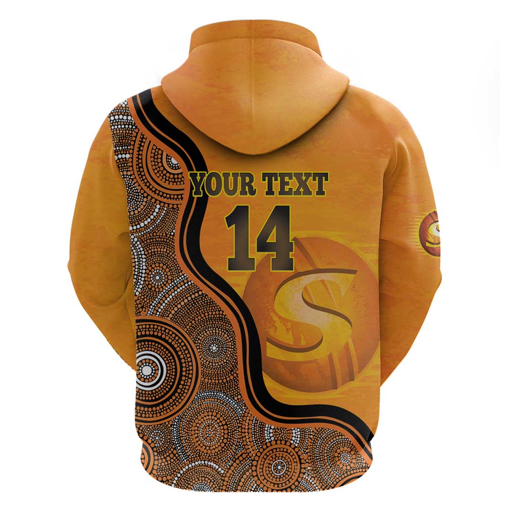 Custom Perth Scorchers Zip Hoodie Indigenous Art - Grunge Style