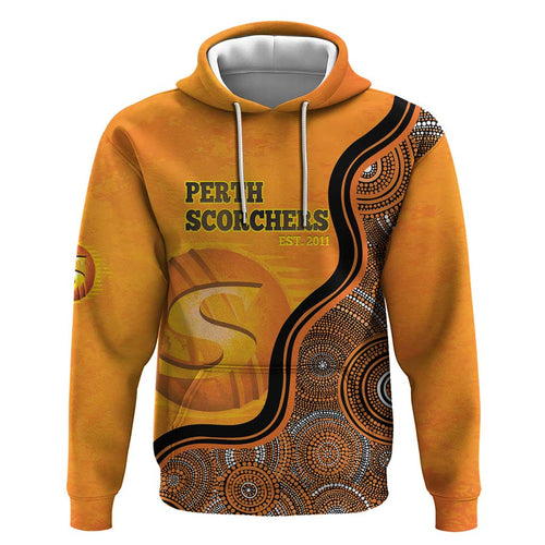 Custom Perth Scorchers Zip Hoodie Indigenous Art - Grunge Style