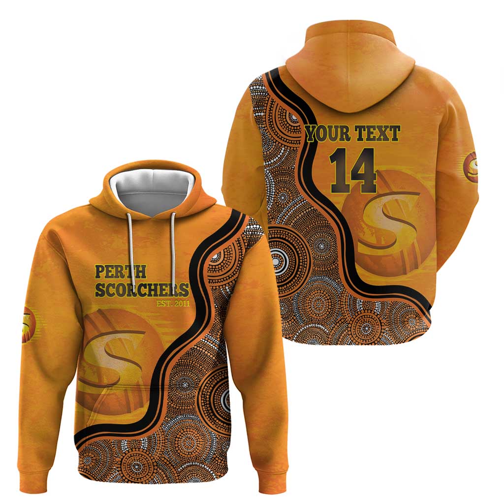 Custom Perth Scorchers Zip Hoodie Indigenous Art - Grunge Style