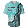 Custom Brisbane Heat Baseball Jersey Indigenous Art - Grunge Style