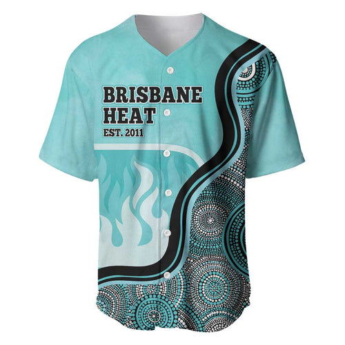 Custom Brisbane Heat Baseball Jersey Indigenous Art - Grunge Style