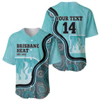 Custom Brisbane Heat Baseball Jersey Indigenous Art - Grunge Style