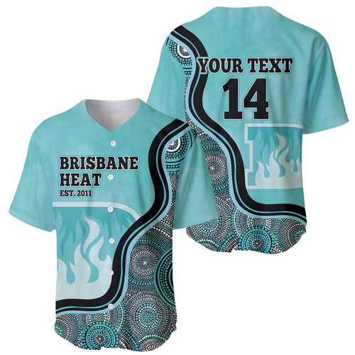 Custom Brisbane Heat Baseball Jersey Indigenous Art - Grunge Style