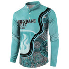 Custom Brisbane Heat Button Sweatshirt Indigenous Art - Grunge Style
