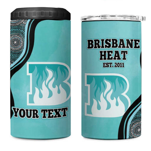 Custom Brisbane Heat 4 in 1 Can Cooler Tumbler Indigenous Art - Grunge Style