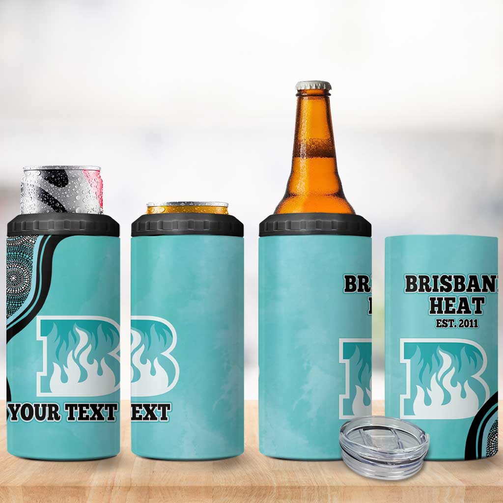 Custom Brisbane Heat 4 in 1 Can Cooler Tumbler Indigenous Art - Grunge Style
