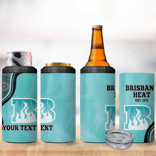 Custom Brisbane Heat 4 in 1 Can Cooler Tumbler Indigenous Art - Grunge Style