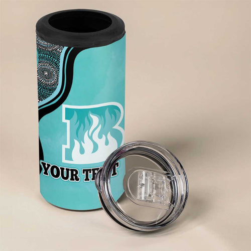 Custom Brisbane Heat 4 in 1 Can Cooler Tumbler Indigenous Art - Grunge Style