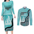 Custom Brisbane Heat Couples Matching Long Sleeve Bodycon Dress and Long Sleeve Button Shirt Indigenous Art - Grunge Style