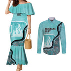 Custom Brisbane Heat Couples Matching Mermaid Dress and Long Sleeve Button Shirt Indigenous Art - Grunge Style