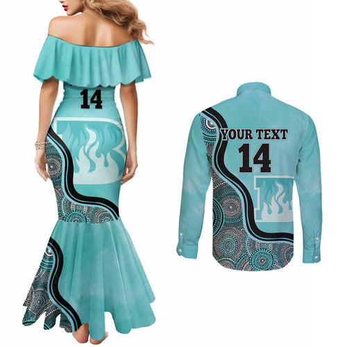 Custom Brisbane Heat Couples Matching Mermaid Dress and Long Sleeve Button Shirt Indigenous Art - Grunge Style