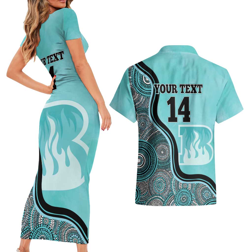 Custom Brisbane Heat Couples Matching Short Sleeve Bodycon Dress and Hawaiian Shirt Indigenous Art - Grunge Style
