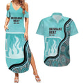 Custom Brisbane Heat Couples Matching Summer Maxi Dress and Hawaiian Shirt Indigenous Art - Grunge Style