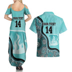 Custom Brisbane Heat Couples Matching Summer Maxi Dress and Hawaiian Shirt Indigenous Art - Grunge Style