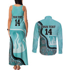 Custom Brisbane Heat Couples Matching Tank Maxi Dress and Long Sleeve Button Shirt Indigenous Art - Grunge Style