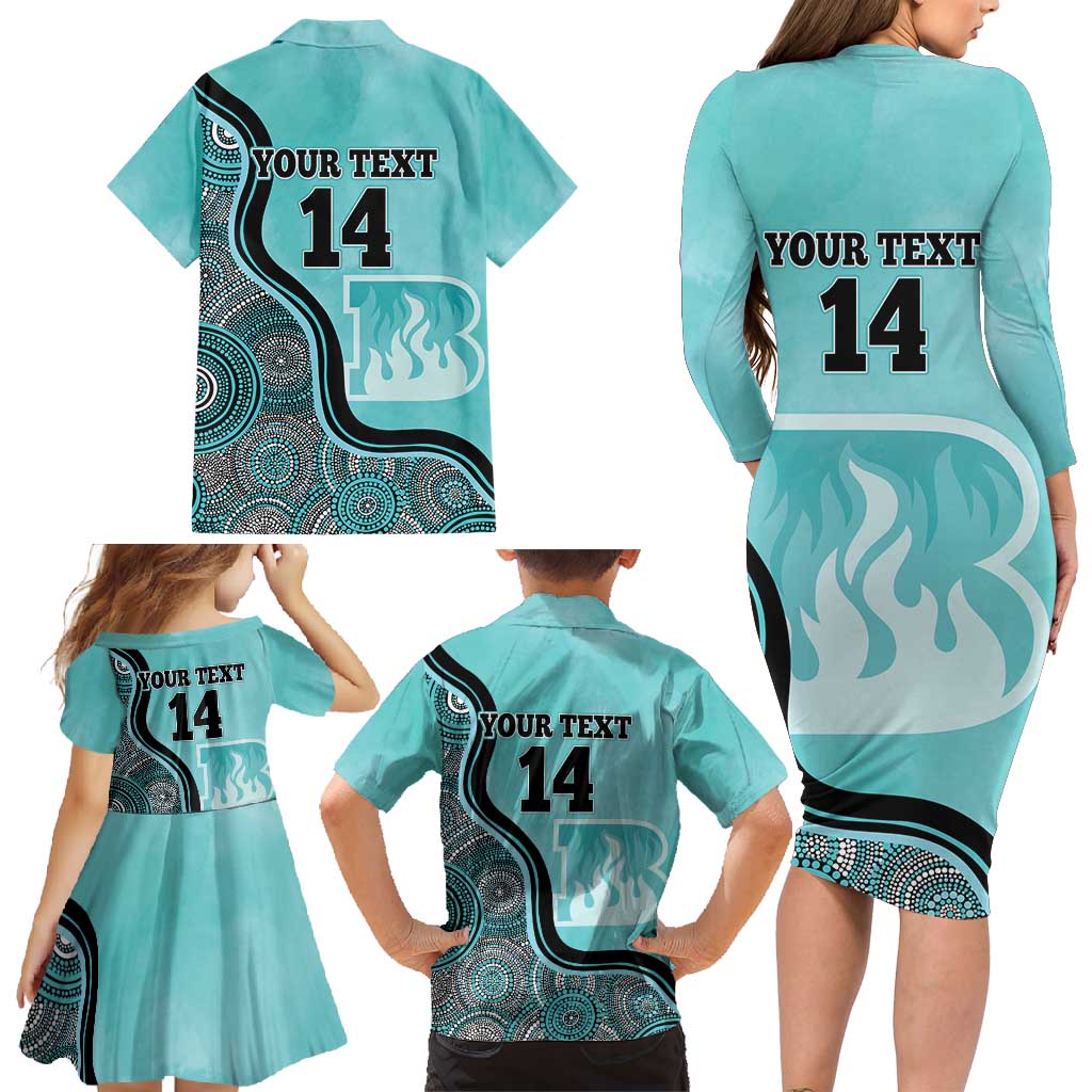 Custom Brisbane Heat Family Matching Long Sleeve Bodycon Dress and Hawaiian Shirt Indigenous Art - Grunge Style