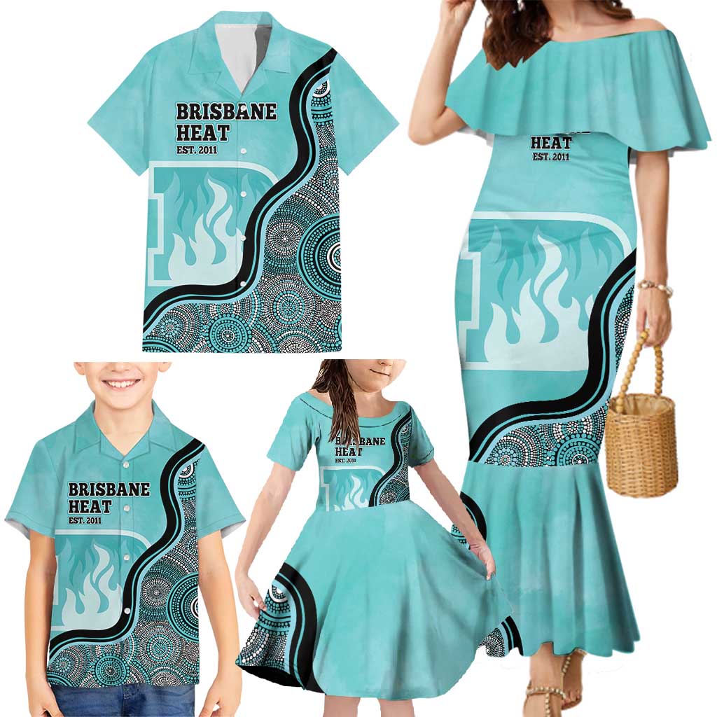 Custom Brisbane Heat Family Matching Mermaid Dress and Hawaiian Shirt Indigenous Art - Grunge Style