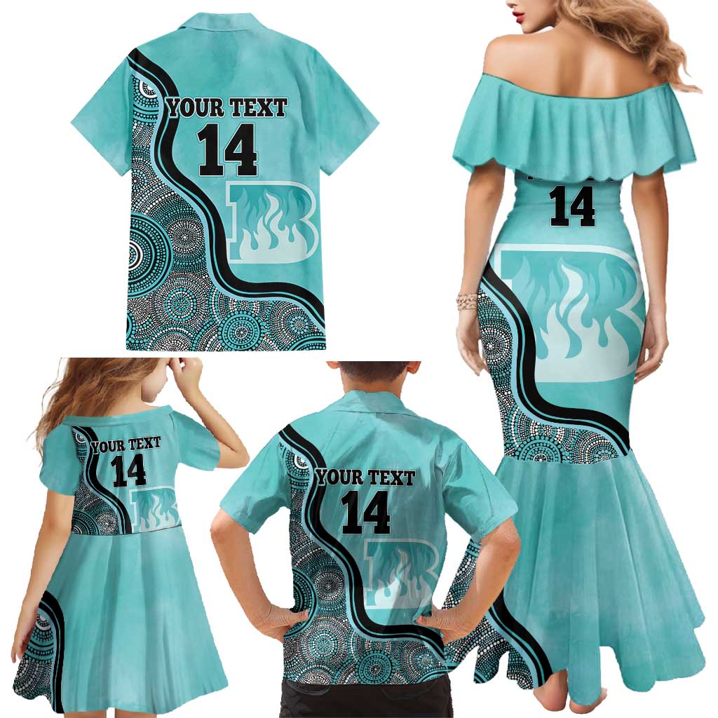 Custom Brisbane Heat Family Matching Mermaid Dress and Hawaiian Shirt Indigenous Art - Grunge Style