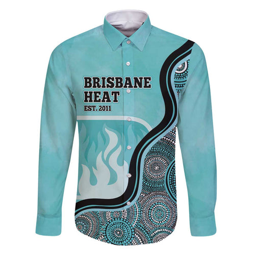 Custom Brisbane Heat Family Matching Off The Shoulder Long Sleeve Dress and Hawaiian Shirt Indigenous Art - Grunge Style