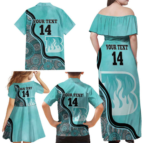 Custom Brisbane Heat Family Matching Off Shoulder Maxi Dress and Hawaiian Shirt Indigenous Art - Grunge Style