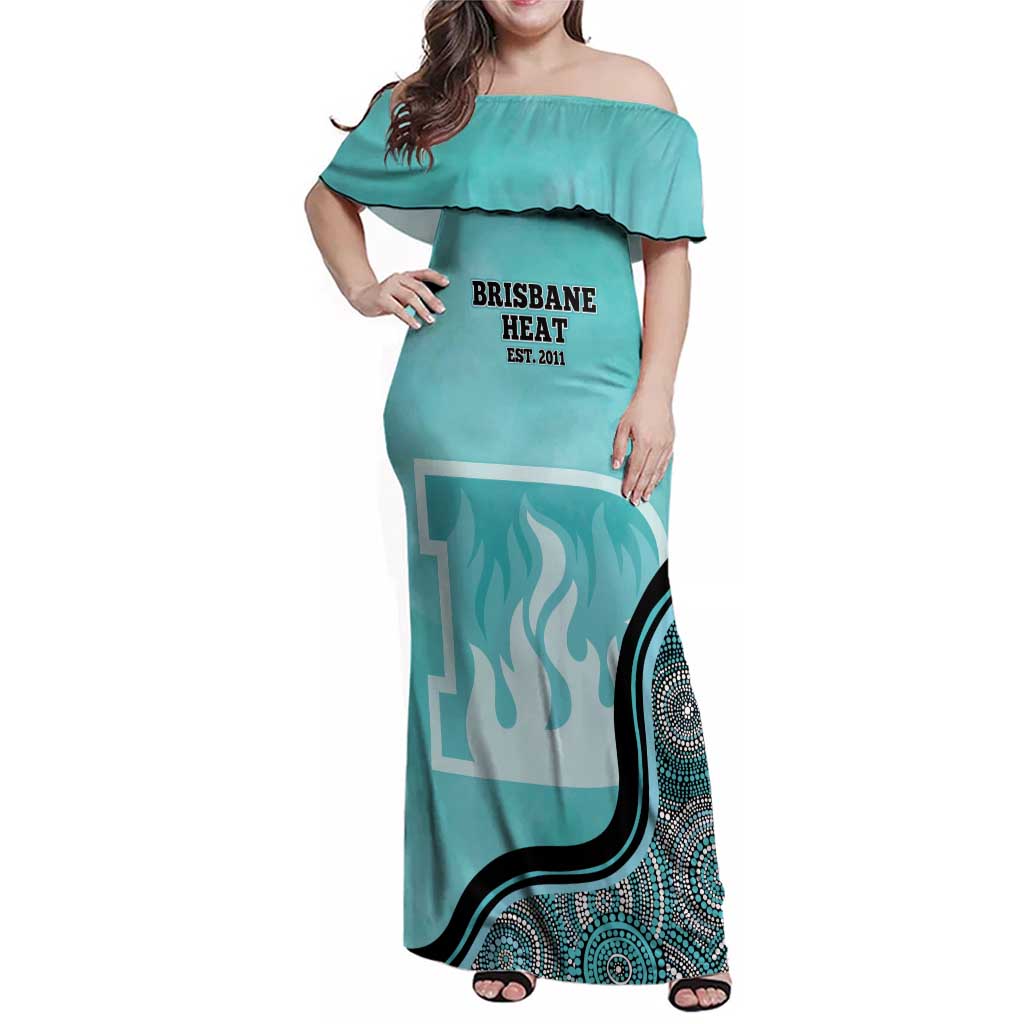 Custom Brisbane Heat Family Matching Off Shoulder Maxi Dress and Hawaiian Shirt Indigenous Art - Grunge Style