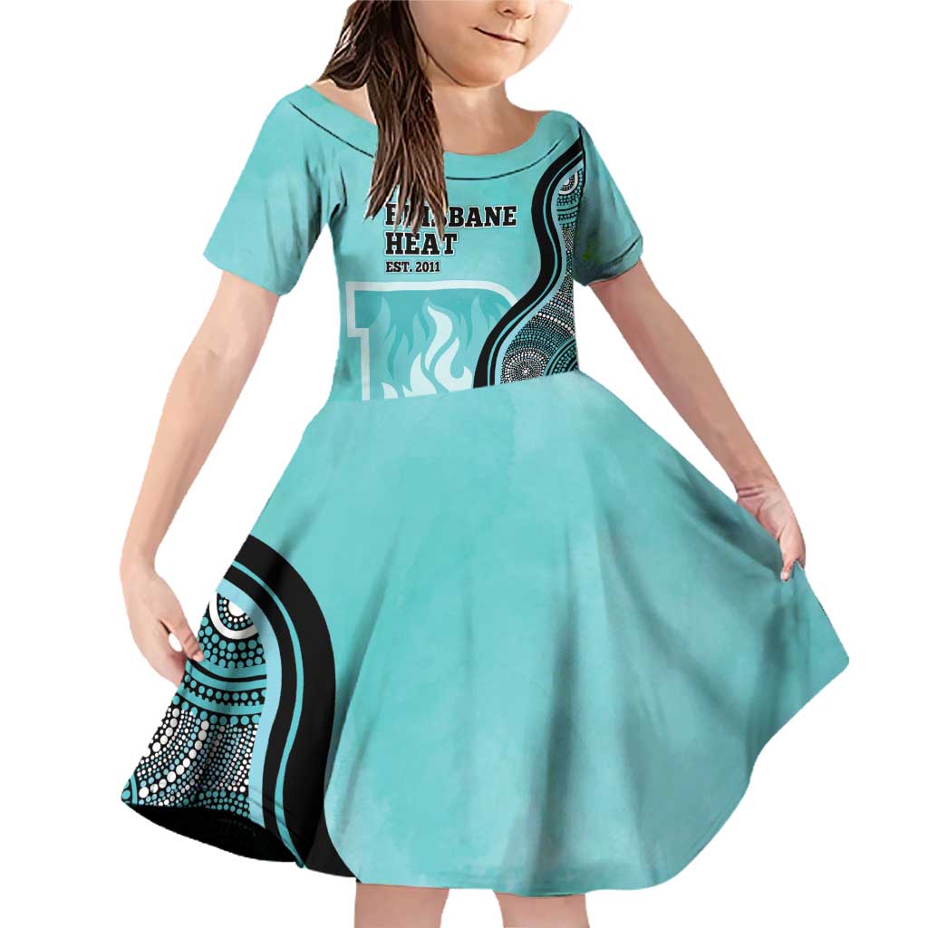 Custom Brisbane Heat Family Matching Off Shoulder Short Dress and Hawaiian Shirt Indigenous Art - Grunge Style