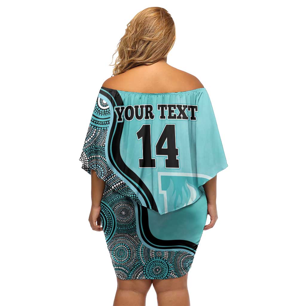 Custom Brisbane Heat Family Matching Off Shoulder Short Dress and Hawaiian Shirt Indigenous Art - Grunge Style