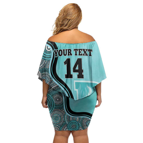 Custom Brisbane Heat Family Matching Off Shoulder Short Dress and Hawaiian Shirt Indigenous Art - Grunge Style