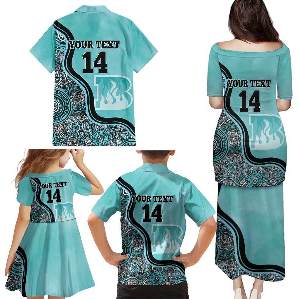 Custom Brisbane Heat Family Matching Puletasi and Hawaiian Shirt Indigenous Art - Grunge Style