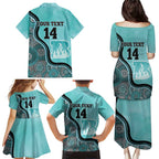 Custom Brisbane Heat Family Matching Puletasi and Hawaiian Shirt Indigenous Art - Grunge Style