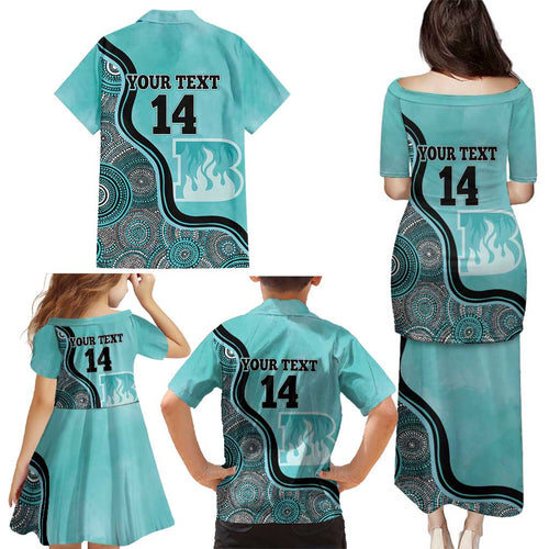 Custom Brisbane Heat Family Matching Puletasi and Hawaiian Shirt Indigenous Art - Grunge Style