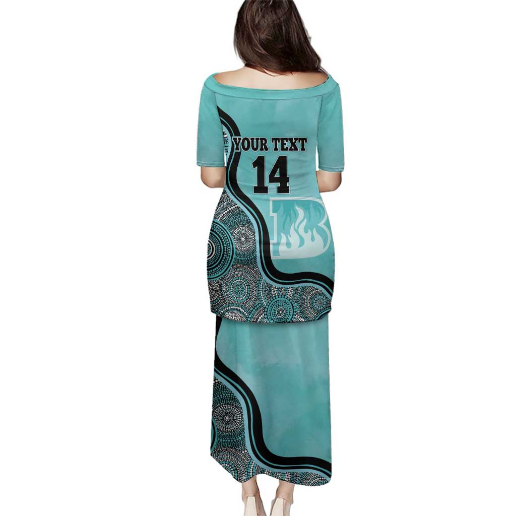 Custom Brisbane Heat Family Matching Puletasi and Hawaiian Shirt Indigenous Art - Grunge Style