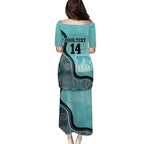 Custom Brisbane Heat Family Matching Puletasi and Hawaiian Shirt Indigenous Art - Grunge Style
