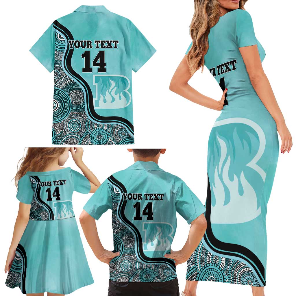 Custom Brisbane Heat Family Matching Short Sleeve Bodycon Dress and Hawaiian Shirt Indigenous Art - Grunge Style