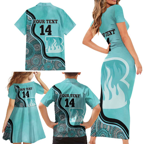 Custom Brisbane Heat Family Matching Short Sleeve Bodycon Dress and Hawaiian Shirt Indigenous Art - Grunge Style