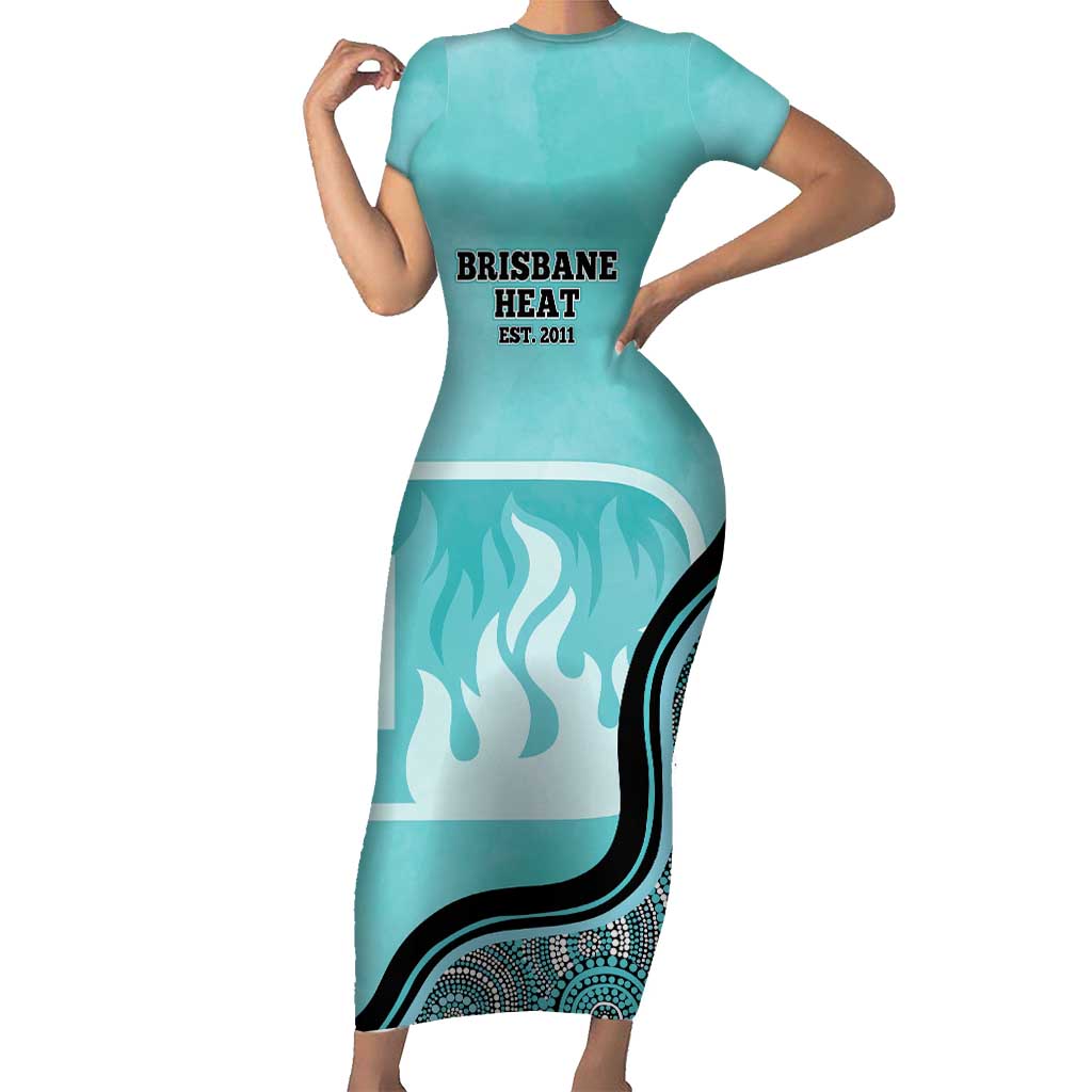 Custom Brisbane Heat Family Matching Short Sleeve Bodycon Dress and Hawaiian Shirt Indigenous Art - Grunge Style