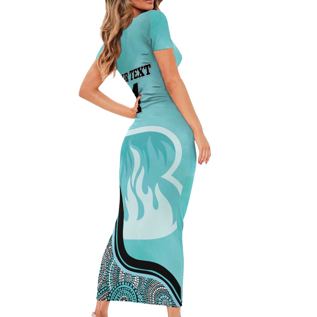 Custom Brisbane Heat Family Matching Short Sleeve Bodycon Dress and Hawaiian Shirt Indigenous Art - Grunge Style