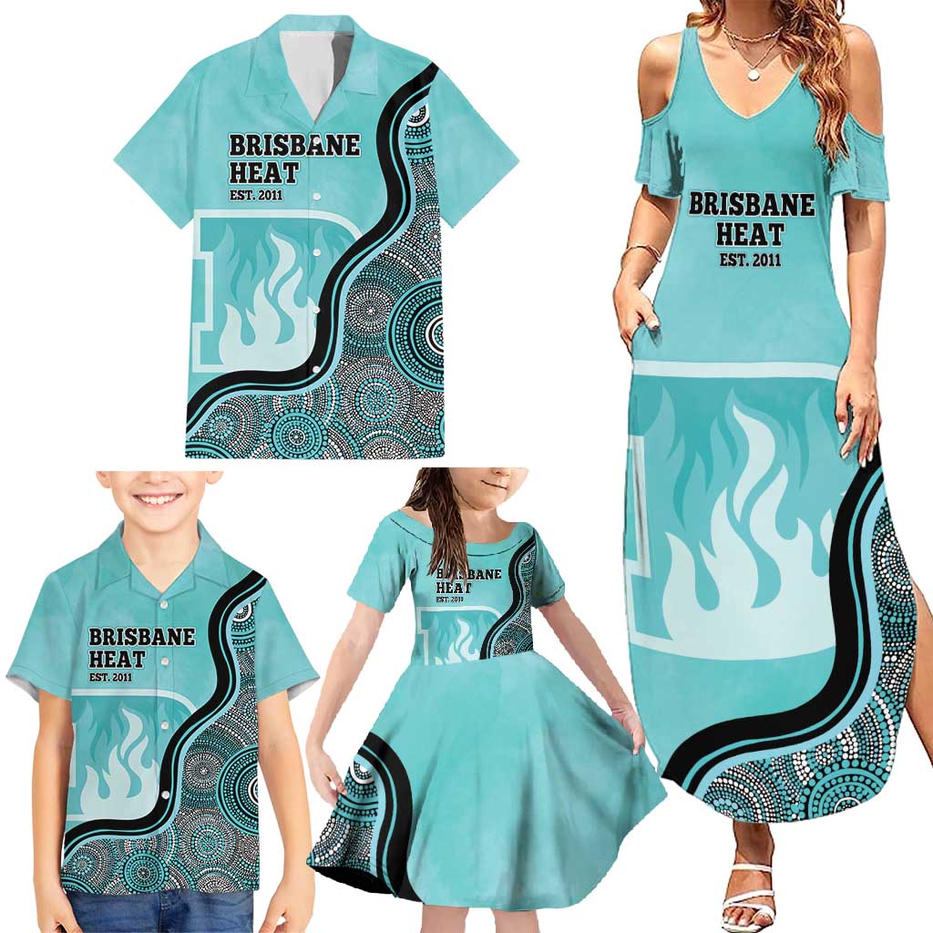 Custom Brisbane Heat Family Matching Summer Maxi Dress and Hawaiian Shirt Indigenous Art - Grunge Style