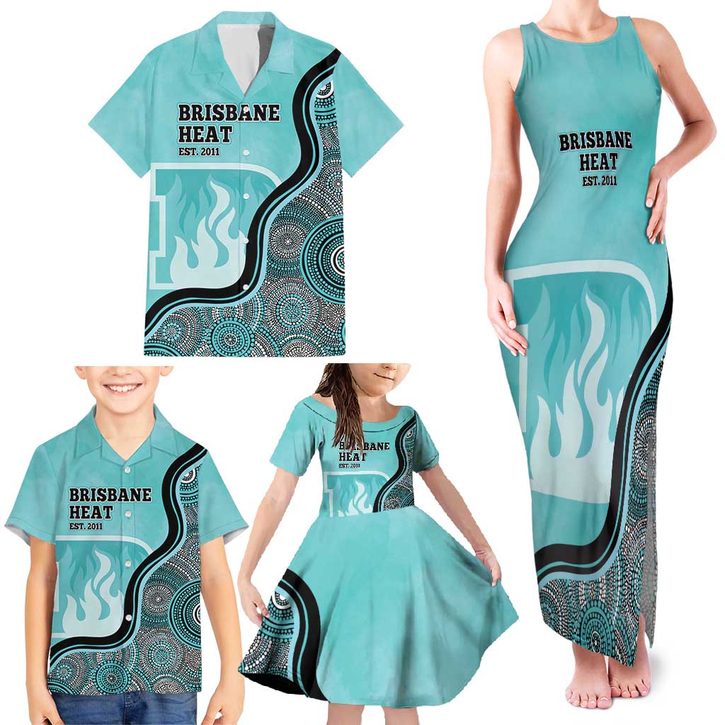 Custom Brisbane Heat Family Matching Tank Maxi Dress and Hawaiian Shirt Indigenous Art - Grunge Style