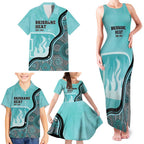 Custom Brisbane Heat Family Matching Tank Maxi Dress and Hawaiian Shirt Indigenous Art - Grunge Style