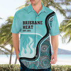 Custom Brisbane Heat Hawaiian Shirt Indigenous Art - Grunge Style
