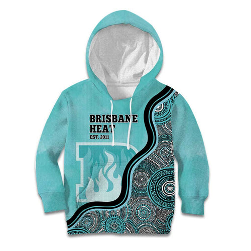Custom Brisbane Heat Kid Hoodie Indigenous Art - Grunge Style