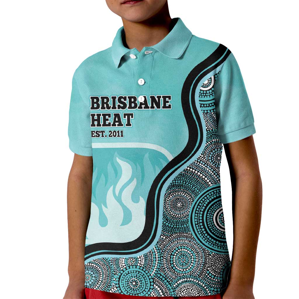 Custom Brisbane Heat Kid Polo Shirt Indigenous Art - Grunge Style