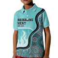 Custom Brisbane Heat Kid Polo Shirt Indigenous Art - Grunge Style