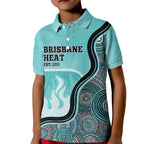 Custom Brisbane Heat Kid Polo Shirt Indigenous Art - Grunge Style