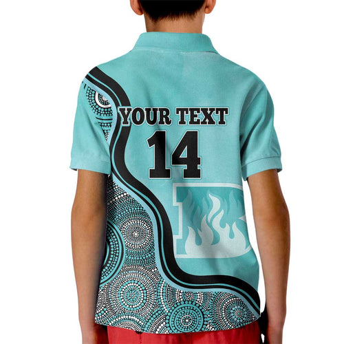Custom Brisbane Heat Kid Polo Shirt Indigenous Art - Grunge Style