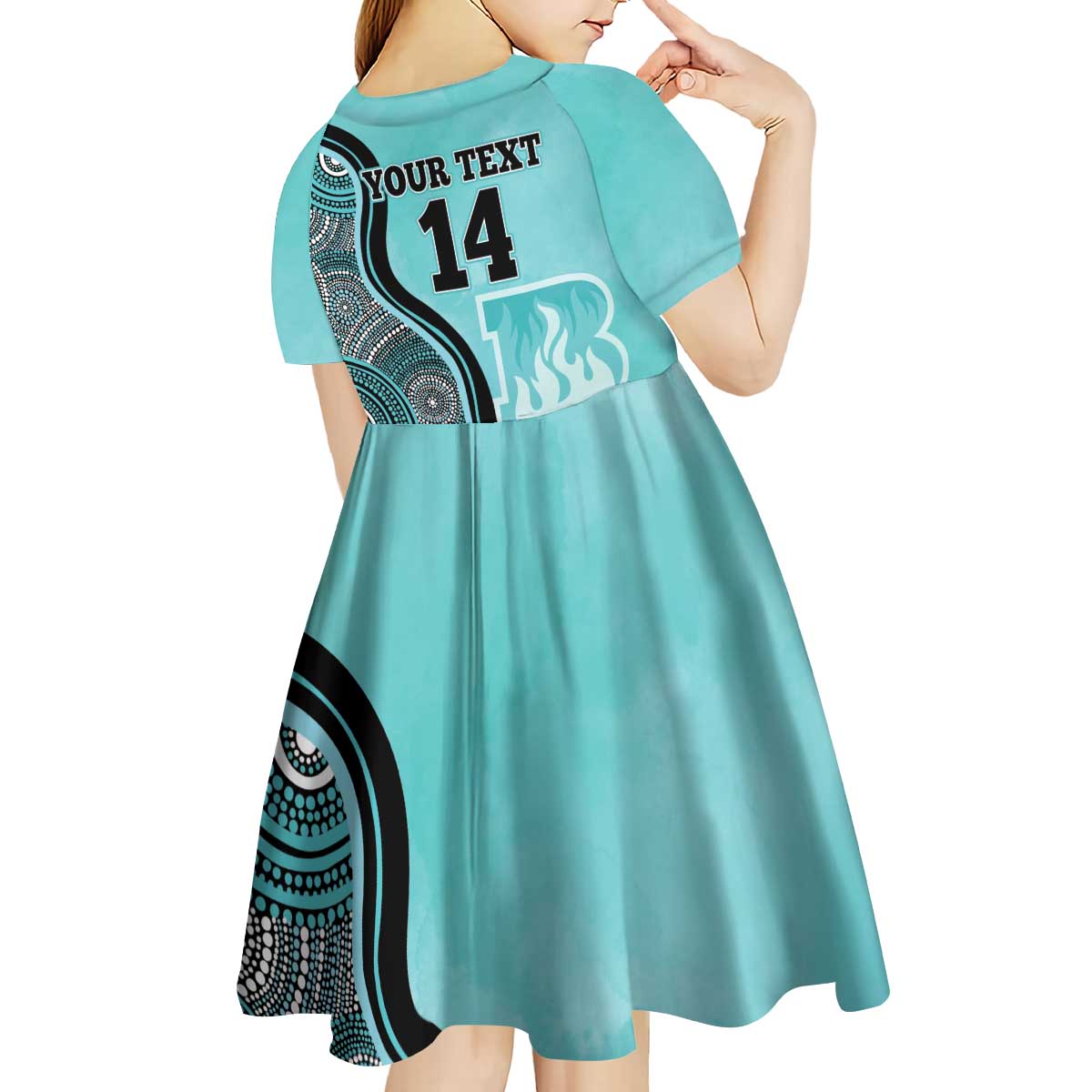 Custom Brisbane Heat Kid Short Sleeve Dress Indigenous Art - Grunge Style