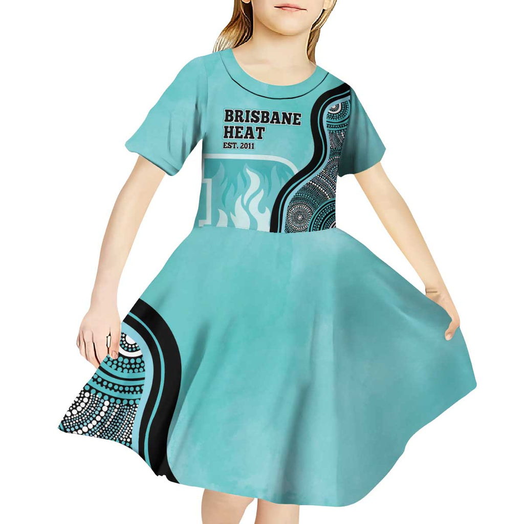 Custom Brisbane Heat Kid Short Sleeve Dress Indigenous Art - Grunge Style