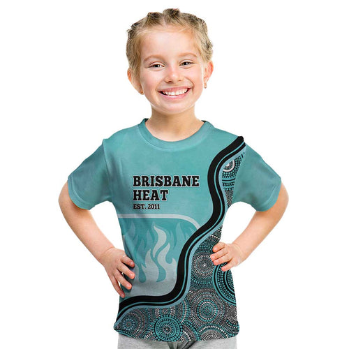 Custom Brisbane Heat Kid T Shirt Indigenous Art - Grunge Style