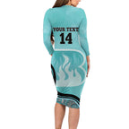 Custom Brisbane Heat Long Sleeve Bodycon Dress Indigenous Art - Grunge Style